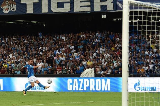 As Napoli 16 08 2017 - Champions League Napoli-Nizza foto Antonello Sammarco Image nella foto: gol Dries Mertens 