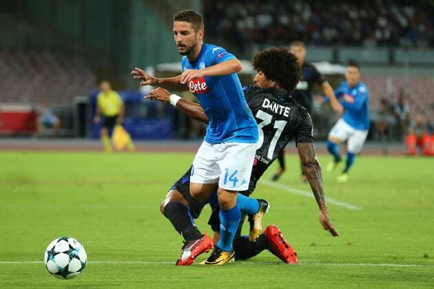 Dries Mertens Napoli e Bonfin Dante Nizza Napoli 16-08-2017 Stadio San Paolo Napoli - Nice Uefa Champions League 2017 2018 Play Off Foto Cesare Purini Insidefoto cesarexpurini