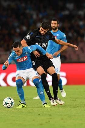 As Napoli 16 08 2017 - Champions League Napoli-Nizza foto Antonello Sammarco Image nella foto: Jose Maria Callejon-Pierre Lees-Melou 