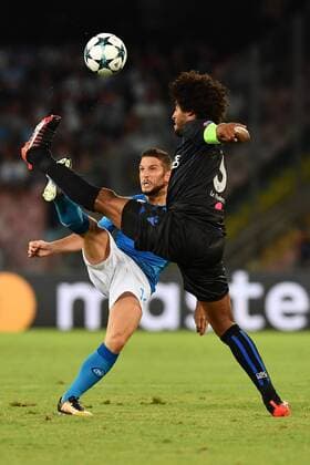 As Napoli 16 08 2017 - Champions League Napoli-Nizza foto Antonello Sammarco Image nella foto: Dries Mertens-Dante Bonfim 
