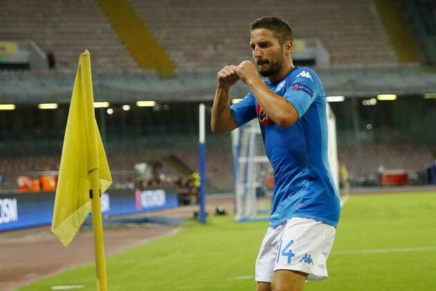 August 16, 2017 - Naples, Campania, Italy - Dries Mertens of Napoli celebrating after the goal of 1-0 during the UEFA Champions League Play Off first leg football match SSC Napoli vs OCG Nice, on August 16 2017 at the San Paolo Stadium. SSC Napoli v OGC Nice - UEFA Champions League Qualifying Play-Offs Round: First Leg  - ZUMAn230 20170816_zaa_n230_073 Copyright: xMatteoxCiambellix