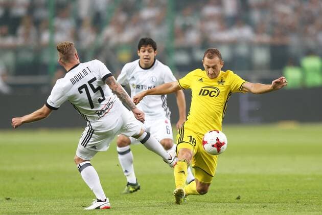 17.08.2017 WARSZAWA, LAZIENKOWSKA 3 PILKA NOZNA (FOOTBALL), LIGA EUROPY UEFA 2017 2018 (UEFA EUROPA LEAGUE 2017 2018) , RUNDA PLAY OFF (PLAY - OFFS ROUND) MECZ (GAME) LEGIA WARSZAWA - SHERIFF TYRASPOL NZ THIBAULT MOULIN, GHEORGHE ANTON FOTO LUKASZ GROCHALA CYFRASPORT NEWSPIX.PL --- Newspix.pl  20170817CSLG0001