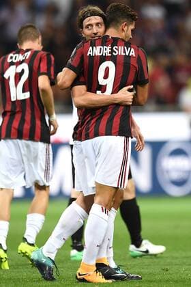 Mg Milano 17 08 2017 - Europa League Milan-Shkendija foto Matteo Gribaudi Image nella foto: esultanza gol Andre Silva 