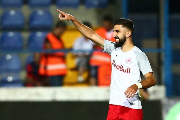 SOCCER - EL quali, Viitorul vs RBS CONSTANTA,ROMANIA,17.AUG.17 - SOCCER - UEFA Europa League qualification, Viitorul Constanta vs Red Bull Salzburg. Image shows the rejoicing of Munas Dabbur (RBS). GEPAxpictures xFelixxRoittner
