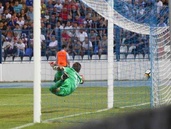 SOCCER - EL quali, Osijek vs A.Wien OSIJEK,CROATIA,17.AUG.17 - SOCCER - UEFA Europa League qualification, NK Osijek vs FK Austria Wien. Image shows Marko Malenica (Osijek). Keywords: goal. GEPAxpictures xChristianxOrt