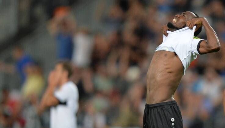 SOCCER - EL quali, Altach vs Tel Aviv INNSBRUCK,AUSTRIA,17.AUG.17 - SOCCER - UEFA Europa League qualification, SCR Altach vs Maccabi Tel Aviv. Image shows Nicolas Moumi Ngamaleu (Altach). GEPAxpictures xAmirxBeganovic