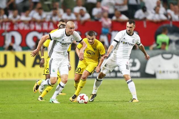 17.08.2017 WARSZAWA, LAZIENKOWSKA 3 PILKA NOZNA (FOOTBALL), LIGA EUROPY UEFA 2017 2018 (UEFA EUROPA LEAGUE 2017 2018) , RUNDA PLAY OFF (PLAY - OFFS ROUND) MECZ (GAME) LEGIA WARSZAWA - SHERIFF TYRASPOL NZ ADAM HLOUSEK, CYRILLIC BAYALA, MICHAL KUCHARCZYK FOTO LUKASZ GROCHALA CYFRASPORT NEWSPIX.PL --- Newspix.pl  20170817CSLG0032