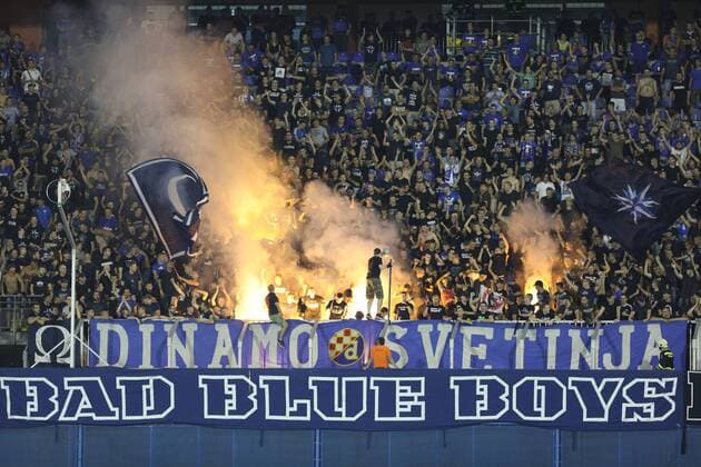 Zagreb, 17.8.2017. - Stadion Maksimir, Play-offs, 1st leg. GNK Dinamo (blue) - Skenderbeu (rw) 1:1 Dinamo funs: Bad Blue Boys