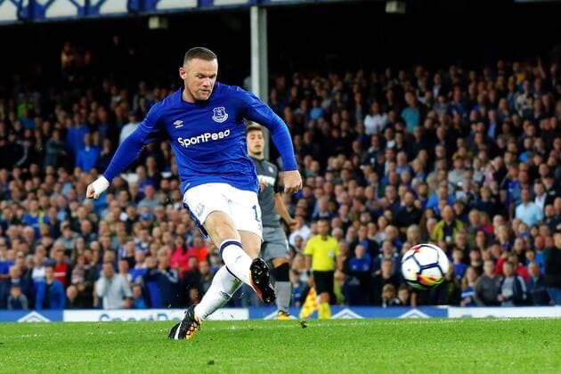 August 17th 2017, Goodison Park, Liverpool, England; UEFA Europa League Playoff, first leg; Everton versus Hajduk Split; Wayne Rooney of Everton takes a shot at goal xPaulxKeevilx  ActionPlus11917606