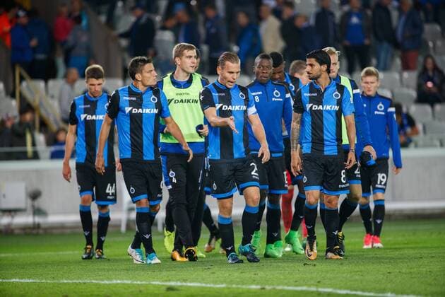 Club s players pictured after a soccer game between Belgian team Club Brugge KSV and Greek club AEK Athens F.C., the first leg of the first playoff round for the UEFA Europa League competition, Thursday 17 August 2017 in Brugge. KURTxDESPLENTER  x05149212x