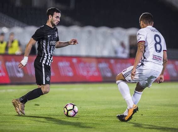 August 17th 2017, Partizan Stadium, Belgrade, Serbia; UEFA Europa League Playoff, first leg; Partizan versus Videoton; Marko Jankovic of Partizan in action against Anel Hadzic of Videoton xNikolaxKrsticx  ActionPlus11917646