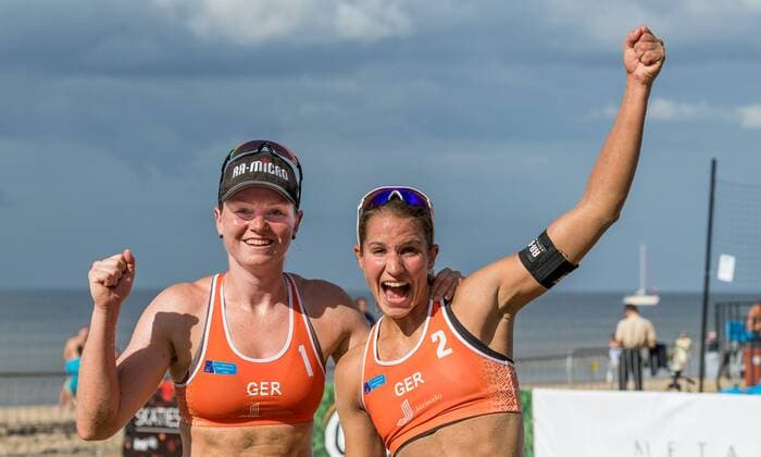 2017 CEV Beach volleyball Beachvolleyball European Championship EM Europameisterschaft Final am 17.08.2017 Julia SUDE, Chantal LABOUREUR (GER); 2017 CEV Beach Volleyball European Championship Final am 17.08.2017, Jurmala (Lettland). xPWx