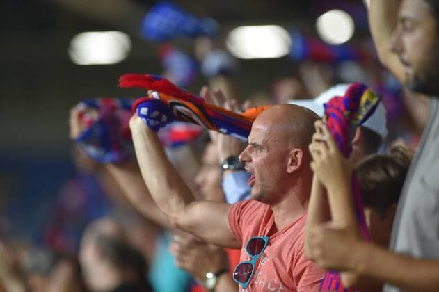 Fans of Plzen attends the 4th round of the play-off UEFA Europa League soccer match FC Viktoria Plzen vs AEK Larnaka in Pilsen, Czech Republic, on August 17, 2017. (CTKxPhoto SlavomirxKubes) CTKPhotoP201708170917801  KBS_0067