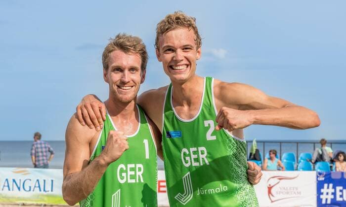 Themen der Woche - SPORT Bilder des Tages SPORT 2017 CEV Beach volleyball Beachvolleyball European Championship EM Europameisterschaft Final am 18.08.2017 Lorenz Schuemann, Julius Thole (GER); 2017 CEV Beach Volleyball European Championship Final am 18.08.2017, Jurmala (Lettland). xPWx