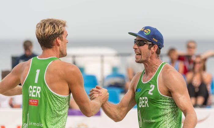 2017 CEV Beach volleyball Beachvolleyball European Championship EM Europameisterschaft Final am 18.08.2017 Alexander Walkenhorst, Sebastian Fuchs (GER); 2017 CEV Beach Volleyball European Championship Final am 18.08.2017, Jurmala (Lettland). xPWx