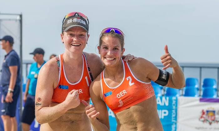 2017 CEV Beach volleyball Beachvolleyball European Championship EM Europameisterschaft Final am 18.08.2017 Julia SUDE, Chantal LABOUREUR (GER); 2017 CEV Beach Volleyball European Championship Final am 18.08.2017, Jurmala (Lettland). xPWx