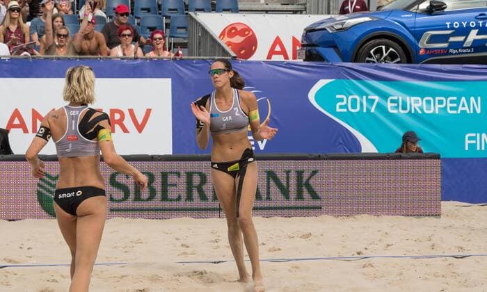 2017 CEV Beach volleyball Beachvolleyball European Championship EM Europameisterschaft Final Jurmala am 19.08.2017 Laura LUDWIG, Kira WALKENHORST (GER); 2017 CEV Beach Volleyball European Championship Final Jurmala am 19.08.2017, Jurmala (Lettland). xPWx