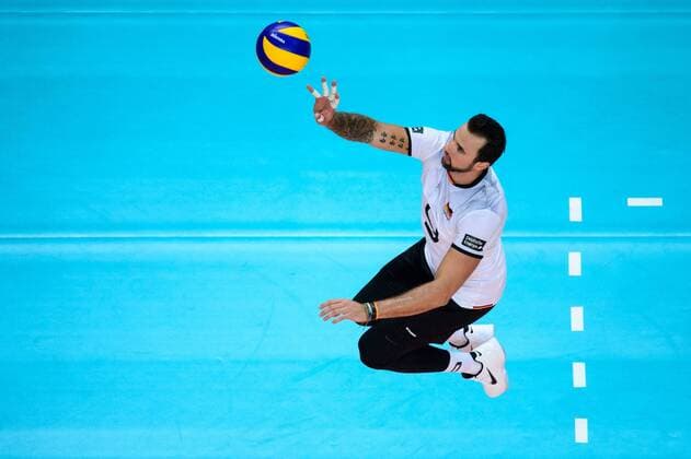 19.08.2017, ÖVB Arena, Bremen Volleyball, Länderspiel Laenderspiel, Deutschland vs. Belgien Angriff Georg Grozer ( 9 GER)