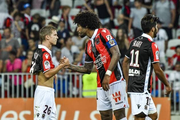 Vincent Koziello (OGC Nice) - Dante (OGC Nice) FOOTBALL : OGC Nice vs Guingamp - Ligue 1 - Nice - 19 08 2017 NorbertScanella Panoramic 