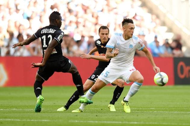 05 Lucas OCAMPOS (om) - 29 Vincent MANCEAU (sco) FOOTBALL : Marseille vs Angers - Ligue 1 Conforama - 20 08 2017 FEP Panoramic 