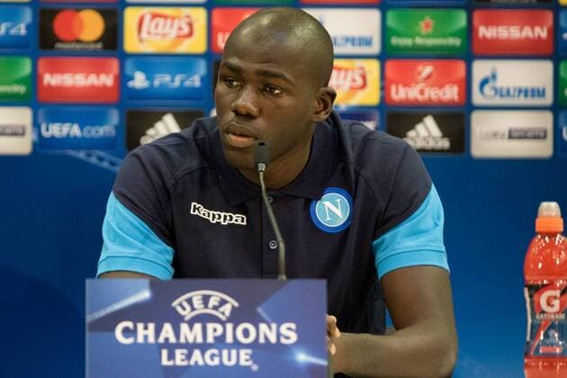 Fußball, CL Quali, SSC Neapel Pressekonferenz August 21, 2017 - Nice, France - Napoli s French defender Kalidou Koulibaly holds a press conference PK Pressekonferenz on August 21, 2017, at the Allianz Riviera stadium in Nice, southeastern France, on the eve of the UEFA Champions League play-off football match between Nice and Napoli. SSC Napoli press conference - UEFA Champions League Qualifying  - ZUMAn230 20170821_zaa_n230_240 Copyright: xPaoloxManzox