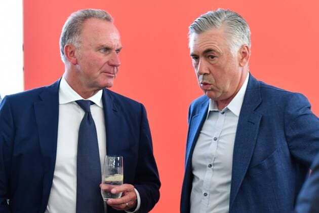 v.i:Karl Heinz RUMMENIGGE, (Vorstandsvorsitzender) mit Carlo ANCELOTTI (Trainer FCB). FC Bayern Muenchen Campus-Feierliche Eroeffnung des Nachwuchsleistungszentrum s an der Ingolstaedter Strasse in Muenchen am 21.08.2017 Fussball.