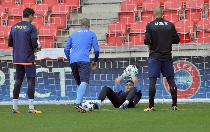 Soccer players of APOEL in action during the training session in Prague, Czech Republic, August 22, 2017 prior to the Football Champions League, 4th qualifying round return match: Slavia Prague vs Apoel Nicosia. (CTKxPhoto KaterinaxSulova) CTKPhotoP201708220792301  suk4