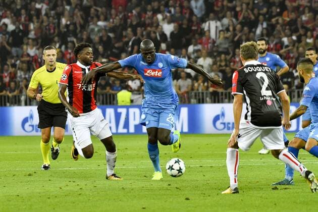 Kalibou Koulibaly (Naples) - Tameze (OGC Nice) FOOTBALL : Nice vs Naples - Ligue des Champions - Barrage Match Retour - Nice - 22 08 2017 NorbertScanella Panoramic 