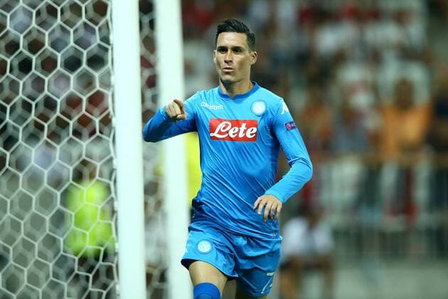 August 22, 2017 - Nice, France - Jose Maria Callejon of Napoli celebration after the goal of 0-1 during the UEFA Champions League Qualifying Play-Offs round, second leg match, between OGC Nice and SSC Napoli at Allianz Riviera Stadium on August 22, 2017 in Nice, France. OGC Nice v SSC Napoli - Uefa Champions League Qualifying Play-offs - second leg  - ZUMAn230 20170822_zaa_n230_154 Copyright: xMatteoxCiambellix