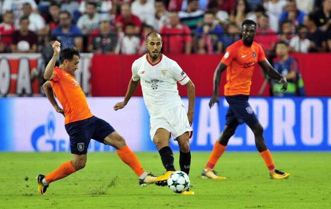 Fußball, CL Quali, FC Sevilla - Basaksehir Istanbul Partido de vuelta de la previa de la Liga de Campeones entre el Sevilla y el Istanbul Basaksehir. En la imagen, Pizarro. Second leg of qualifying round of Champions League between Sevilla and Istanbul Basaksehir. In this picture, Pizarro. xKikoxHurtadox 