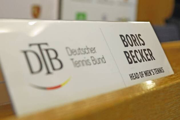 Namensschild Boris Becker (Head of Men s Tennis) bei der Pressekonferenz - 23.08.2017: DTB stellt Boris Becker als Head of men s Tennis vor, Plenarsaal Römer