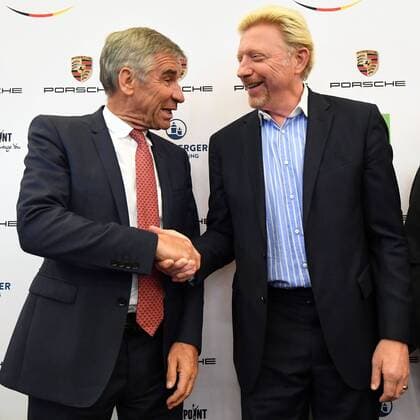 23.08.2017, xjhx, Tennis, Pressekonferenz mit Boris Becker und Barbara Rittner, emspor, v.l. Ulrich Klaus (Praesident DTB), Boris Becker (Head of Mens Tennis DTB) Frankfurt am Main
