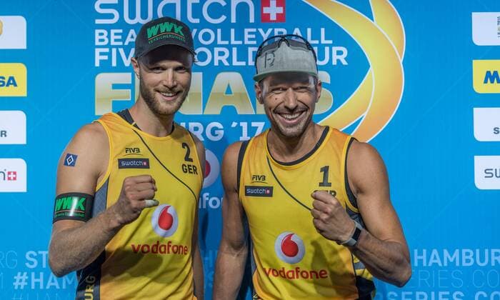 Swatch Beach volleyball Beachvolleyball FIVB World Tour Finals Hamburg am 23.08.2017 Armin Dollinger (GER), Jonathan Erdmann (GER); Swatch Beach Volleyball FIVB World Tour Finals Hamburg am 23.08.2017, Tennisstadion Am Rothenbaum Hamburg. xPWx