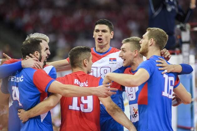 24.08.2017 WARSZAWA, STADION PGE NARODOWY SIATKOWKA LOTTO EUROVOLLEY POLAND 2017, MISTRZOSTWA EUROPY W SIATKOWCE MEZCZYZN, POLSKA 2017 (2017 CEV VOLLEYBALL European Championship EM Europameisterschaft - MEN ) (GAME POLAND - SERBIA ) MECZ POLSKA - SERBIA NZ. MARKO PODRASCANIN, NIKOLA JOVOVIC RADOSC FOTO RADOSLAW JOZWIAK CYFRASPORT NEWSPIX.PL --- Newspix.pl  20170824-CSRJ002218