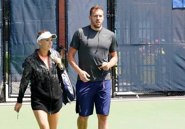 Before US Open 2017 Players practice before the US Open 2017 in New York on August 24, 2017 On the picture: Caroline Wozniacki with boyfriend David Lee 