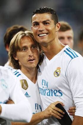 Luka Modric, Cristiano Ronaldo (Real), AUGUST 23, 2017 - Football Soccer : Trofeo Santiago Bernabeu match between Real Madrid CF 2-1 Fiorentina at the Santiago Bernabeu Stadium in Madrid, Spain. Noxthirdxpartyxsales  (oqma023412)