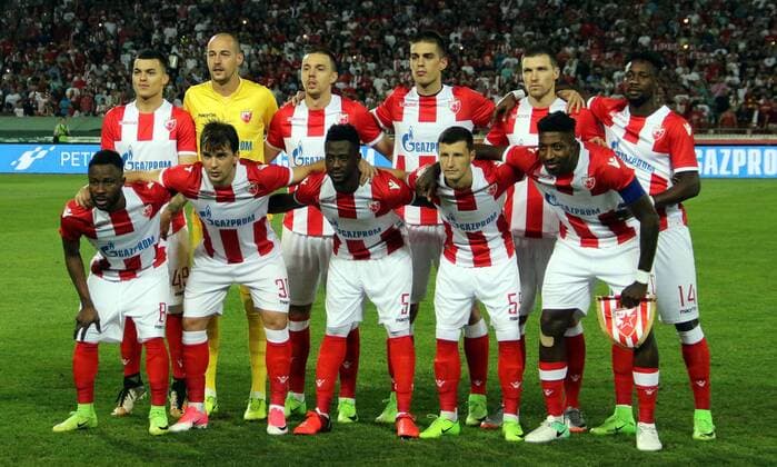 24.08.2017 Belgrade(Serbia) FK Crvena Zvezda-FK Krasnodar Europa League play off men s football FK Crvena Zvezda(FC Red Star) team : 