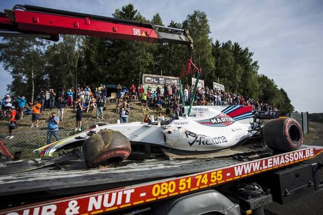 August 25, 2017 - Spa, Belgium - 19 MASSA Felipe from Brasil of Williams F1 after suffering an accident during the Formula One Belgian Grand Prix at Circuit de Spa-Francorchamps on August 25, 2017 in Spa, Belgium. F1 Grand Prix of Belgium - Practice  - ZUMAn230 20170825_zaa_n230_084 Copyright: xXavierxBonillax