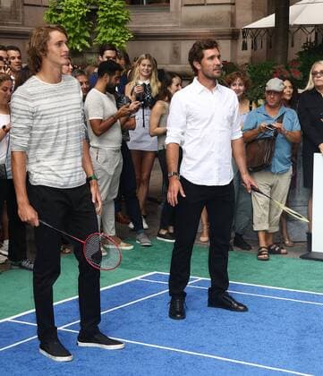 August 24, 2017 - New York, New York, U.S. - Tennis star brothers ALEXANDER ZVEREV JR. and MISCHA ZVEREV attend the Lotte New York Palace Invitational Badminton Battle held at the Lotte New York Palace. Lotte New York Palace Invitational - ZUMAk03_ 79887573st Copyright: xNancyxKaszermanx