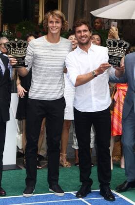 August 24, 2017 - New York, New York, U.S. - Tennis star brothers ALEXANDER ZVEREV JR. and MISCHA ZVEREV attend the Lotte New York Palace Invitational Badminton Battle held at the Lotte New York Palace. Lotte New York Palace Invitational - ZUMAk03_ 79887613st Copyright: xNancyxKaszermanx