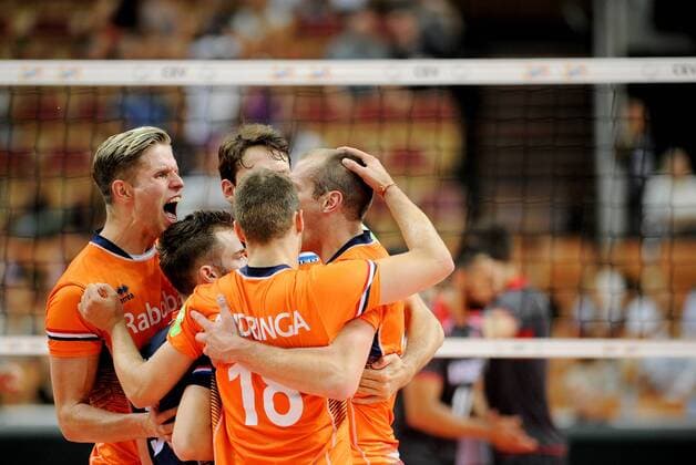 2017.08.25 Katowice Siatkowka mezczyzn Lotto Mistrzostwa Europy 2017 Lotto Eurovolley 2017 - Holandia - Turcja N z celebration, ANDRINGA Robbert, JORNA Gijs, RAUWERDINK Jeroen Foto Rafal Rusek PressFocus NEWSPIX.PL 2017.08.25 Katowice European Men s Volleyball Championships 2017 Netherlands - Turkey celebration, ANDRINGA Robbert, JORNA Gijs, RAUWERDINK Jeroen Credit: Rafal Rusek PressFocus --- Newspix.pl  20170825PF_RR121