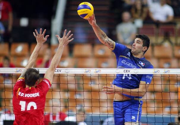 KATOWICE HALA SPODEK 25.08.2017 LOTTO EUROVOLLEY 2017 MECZ MISTRZOSTW EUROPY 2017 SIATKOWKA GRUPA D FRANCJA (niebieskie) - BELGIA (czerwone) NZ Nicolas Le Goff . FOT TOMASZ WANTULA NEWSPIX.PL KATOWICE SPODEK 25.08.2017 VOLEYYBALL MEN S CHAMPIONSCHIP LOTTO EUROVOLLEY POLAND 2017 GROUP D FRANCE - BELGIA TOMASZ WANTULA NEWSPIX.PL --- Newspix.pl  170825WAN166