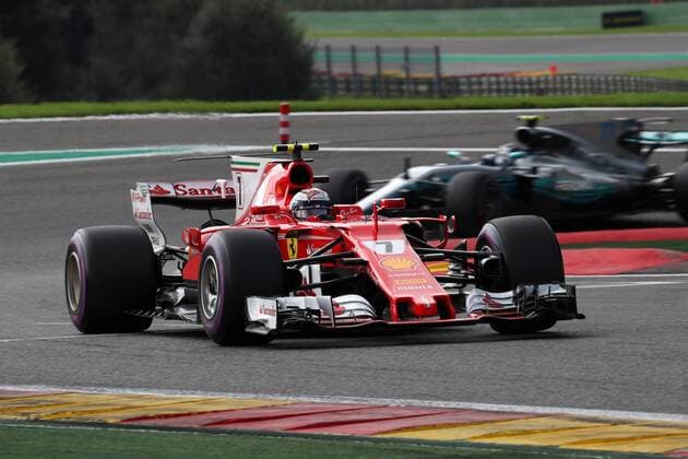 26.08.2017 - Free Practice 3, Kimi Raikkonen (FIN) Scuderia Ferrari SF70H and Valtteri Bottas (FIN) Mercedes AMG F1 W08 Belgian Grand Prix, Spa-Francorchamps 24 - 27 August 2017 26.08.2017 - Free Practice 3, Kimi Raikkonen (FIN) Scuderia Ferrari SF70H and Valtteri Bottas (FIN) Mercedes AMG F1 W08 