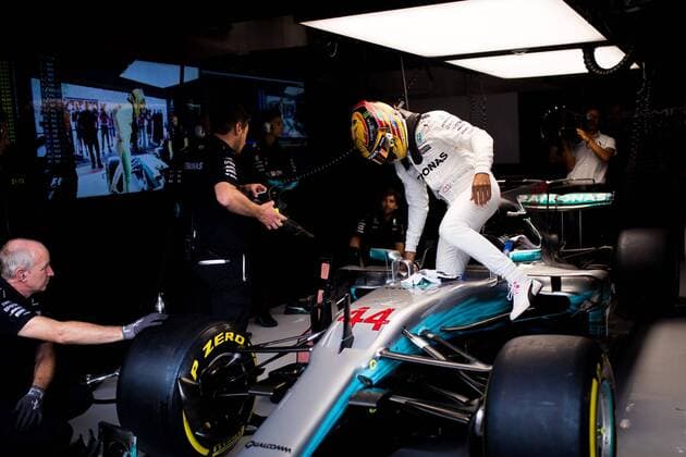 26th August 2017, Circuit de Spa-Francorchamps, Belgium; Belgium Grand Prix, Qualifying Session; Lewis HAMILTON from Great Britain of Mercedes-AMG-Petronas Formula One Team,Mercedes F1 M08 Hybrid, EQ Power+ before the FP3 session xEricxAlonsox  ActionPlus11920827