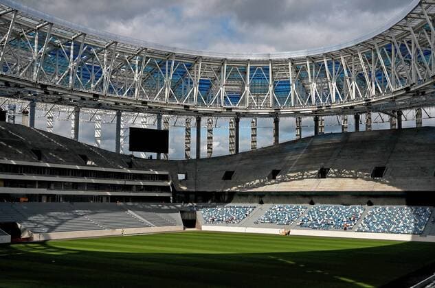NIZHNY NOVGOROD, RUSSIA - AUGUST 26, 2017: A view of Nizhny Novgorod Stadium under construction ahead of the 2018 FIFA World Cup WM Weltmeisterschaft Fussball Sergei Fadeichev TASS  TS05CF27