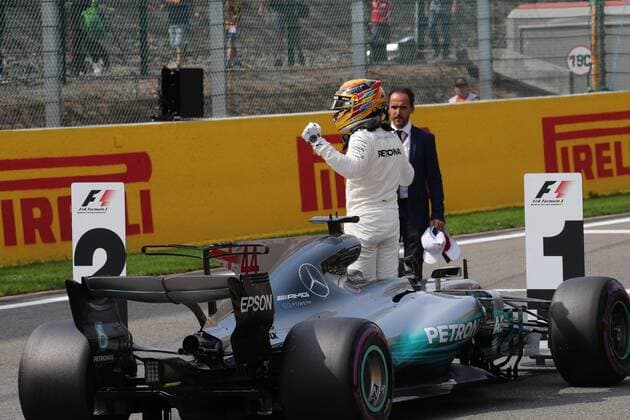 26.08.2017 - Qualifying, Lewis Hamilton (GBR) Mercedes AMG F1 W08 pole position Belgian Grand Prix, Spa-Francorchamps 24 - 27 August 2017 26.08.2017 - Qualifying, Lewis Hamilton (GBR) Mercedes AMG F1 W08 pole position 