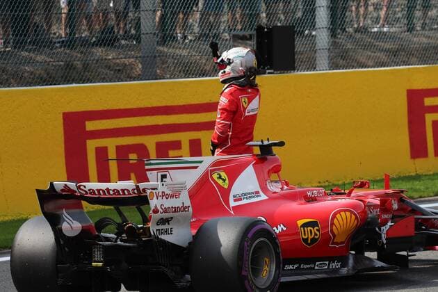 26.08.2017 - Qualifying, 2nd place Sebastian Vettel (GER) Scuderia Ferrari SF70H Belgian Grand Prix, Spa-Francorchamps 24 - 27 August 2017 26.08.2017 - Qualifying, 2nd place Sebastian Vettel (GER) Scuderia Ferrari SF70H 