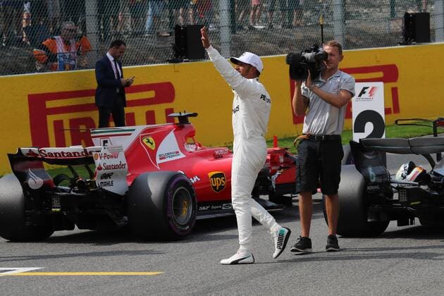 26.08.2017 - Qualifying, Lewis Hamilton (GBR) Mercedes AMG F1 W08 pole position Belgian Grand Prix, Spa-Francorchamps 24 - 27 August 2017 26.08.2017 - Qualifying, Lewis Hamilton (GBR) Mercedes AMG F1 W08 pole position 