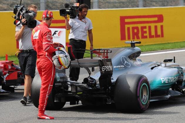 26.08.2017 - Qualifying, 2nd place Sebastian Vettel (GER) Scuderia Ferrari SF70H Belgian Grand Prix, Spa-Francorchamps 24 - 27 August 2017 26.08.2017 - Qualifying, 2nd place Sebastian Vettel (GER) Scuderia Ferrari SF70H 