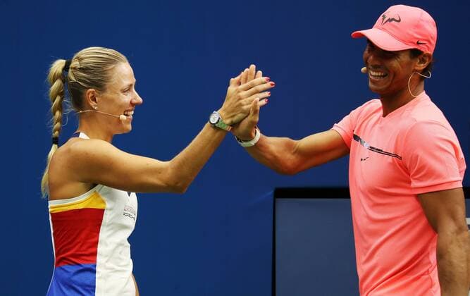 Bilder des Tages - SPORT TENNIS - ATP Tennis Herren US Open 2017 NEW YORK CITY,NEW YORK,USA,26.AUG.17 - TENNIS - ATP World Tour, US Open, Grand Slam, Flushing Meadows, Arthur Ashe kids day. Image shows Angelique Kerber (GER) and Rafael Nadal (ESP). GEPAxpictures xMatthiasxHauer